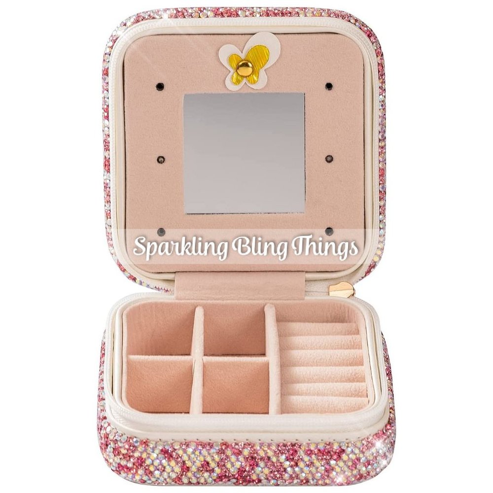 NEW Jewelry Box Sparkling Bling Swarovski Crystal Rhinestones: Silver AB or Pink - Picture 4 of 12
